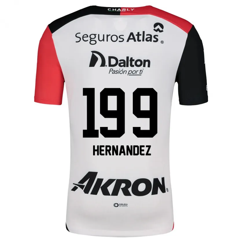 Danxen Kvinder Sergio Hernández #199 Hvid Rød Sort Udebane Spillertrøjer 2024/25 Trøje T-Shirt