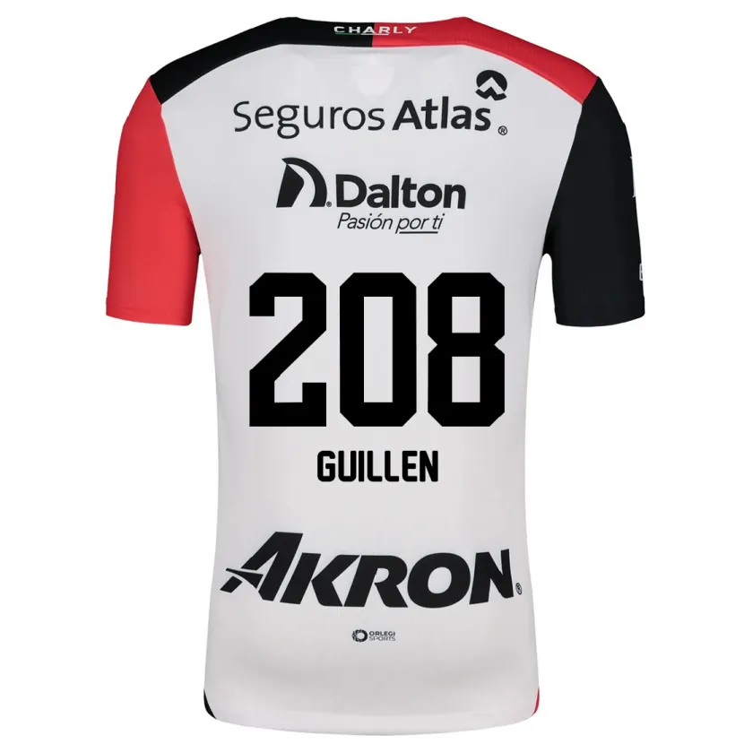 Danxen Kvinder Jesús Guillén #208 Hvid Rød Sort Udebane Spillertrøjer 2024/25 Trøje T-Shirt
