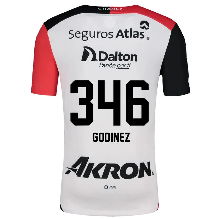 Danxen Kvinder Olmo Godínez #346 Hvid Rød Sort Udebane Spillertrøjer 2024/25 Trøje T-Shirt