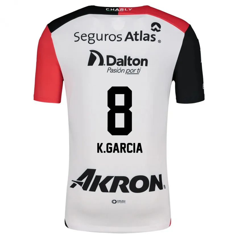 Danxen Kvinder Karen García #8 Hvid Rød Sort Udebane Spillertrøjer 2024/25 Trøje T-Shirt