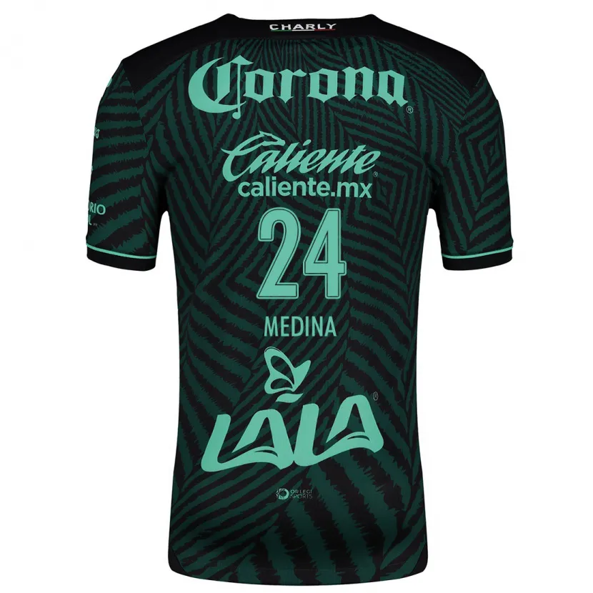 Danxen Kvinder Diego Medina #24 Sort Grøn Udebane Spillertrøjer 2024/25 Trøje T-Shirt