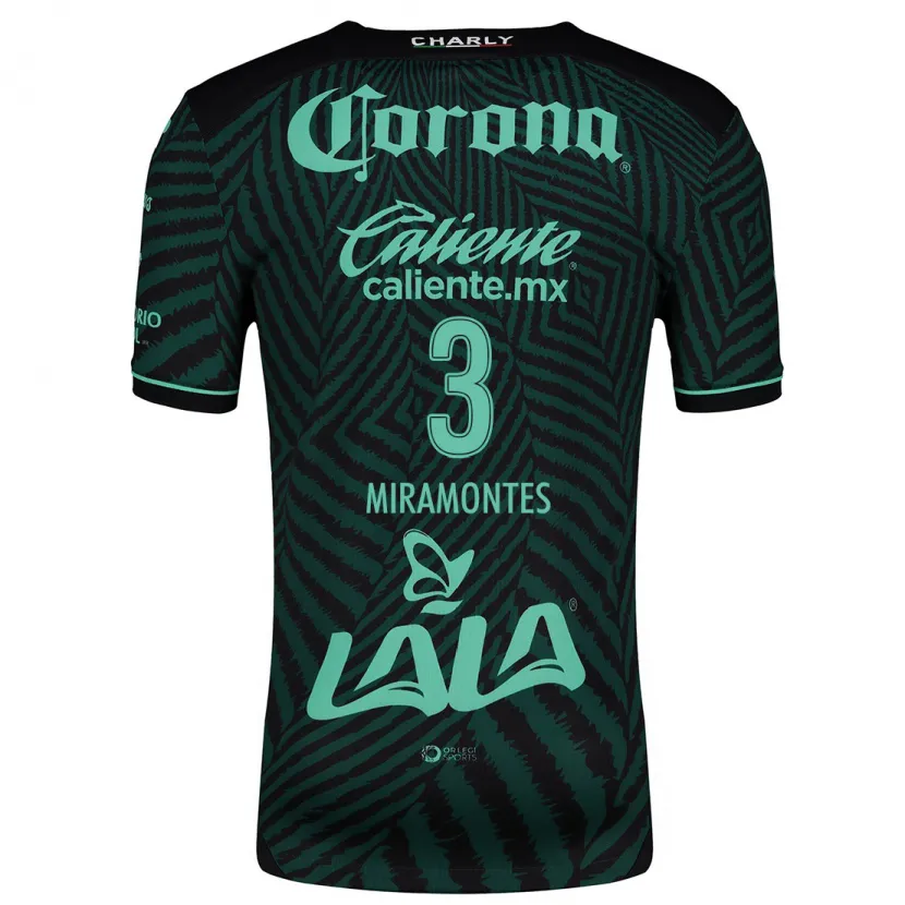 Danxen Kvinder Natalia Miramontes #3 Sort Grøn Udebane Spillertrøjer 2024/25 Trøje T-Shirt