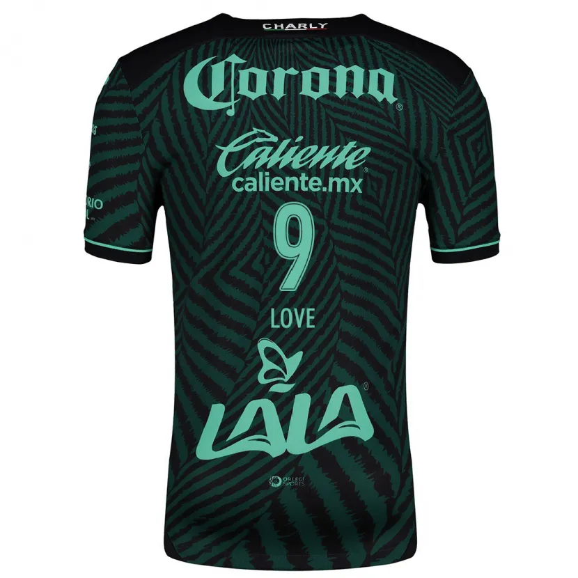 Danxen Kvinder Juelle Love #9 Sort Grøn Udebane Spillertrøjer 2024/25 Trøje T-Shirt