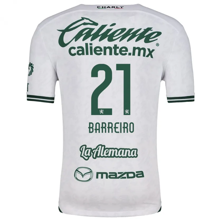 Danxen Kvinder Stiven Barreiro #21 Hvid Grøn Udebane Spillertrøjer 2024/25 Trøje T-Shirt