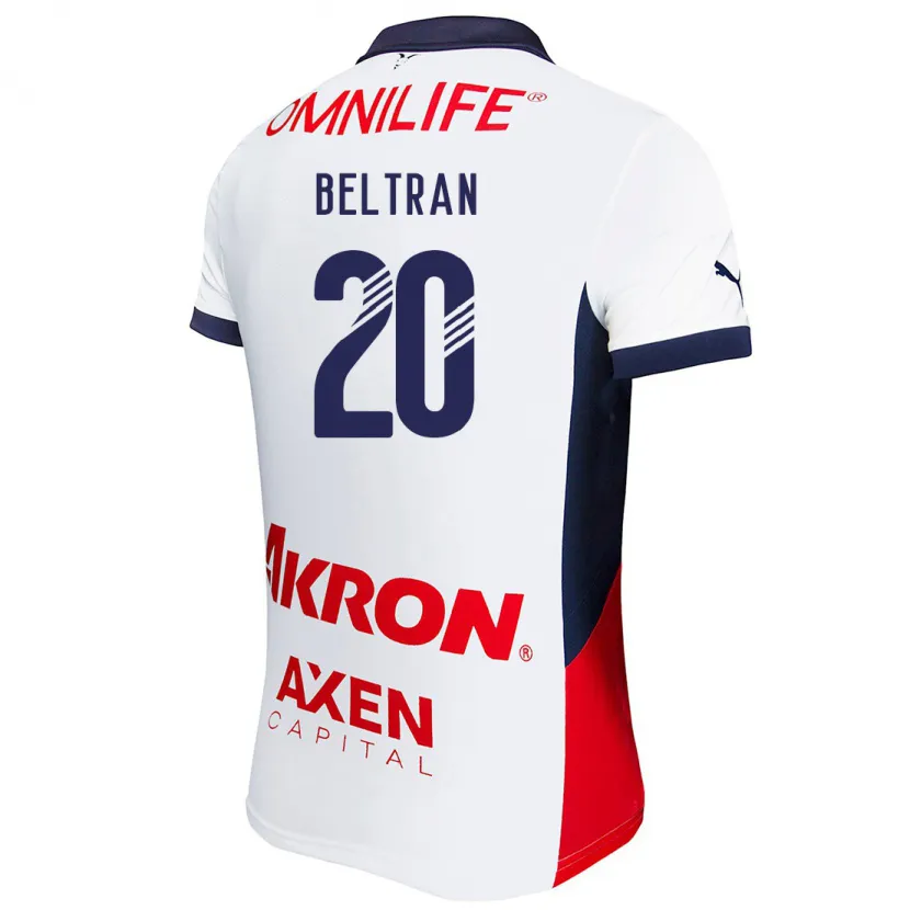Danxen Kvinder Fernando Beltrán #20 Hvid Rød Blå Udebane Spillertrøjer 2024/25 Trøje T-Shirt