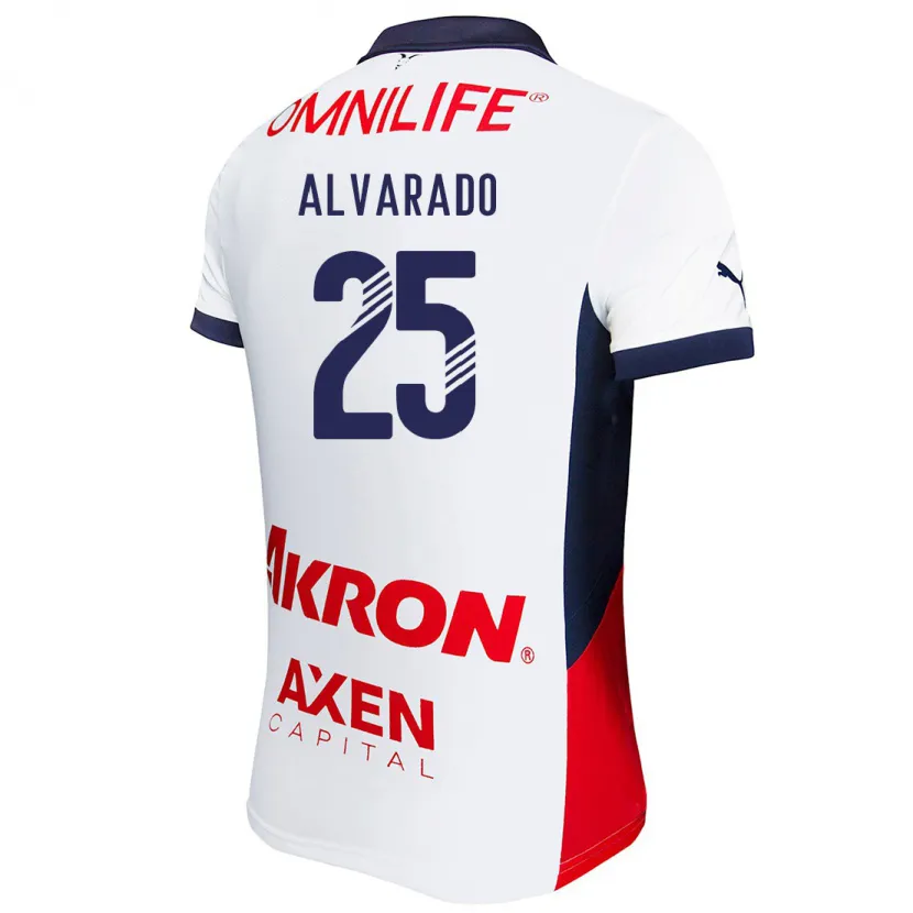 Danxen Kvinder Roberto Alvarado #25 Hvid Rød Blå Udebane Spillertrøjer 2024/25 Trøje T-Shirt