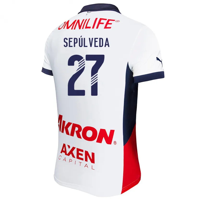 Danxen Kvinder Leonardo Sepúlveda #27 Hvid Rød Blå Udebane Spillertrøjer 2024/25 Trøje T-Shirt