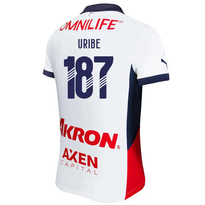 Danxen Kvinder Juan Uribe #187 Hvid Rød Blå Udebane Spillertrøjer 2024/25 Trøje T-Shirt