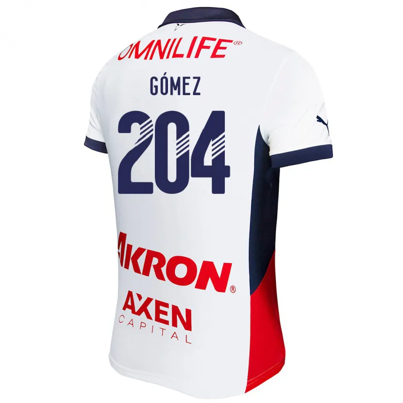 Danxen Kvinder Luis Gómez #204 Hvid Rød Blå Udebane Spillertrøjer 2024/25 Trøje T-Shirt