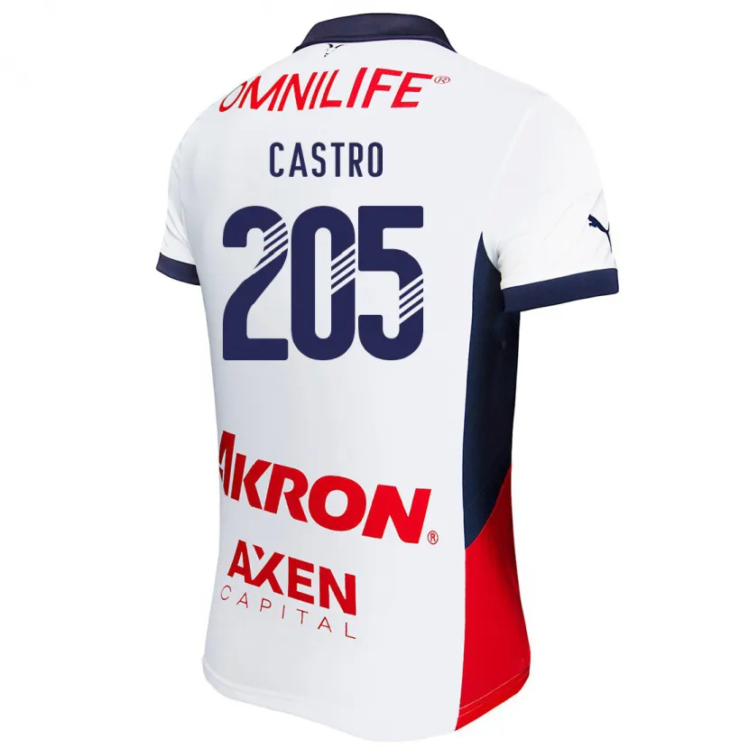 Danxen Kvinder Ariel Castro #205 Hvid Rød Blå Udebane Spillertrøjer 2024/25 Trøje T-Shirt