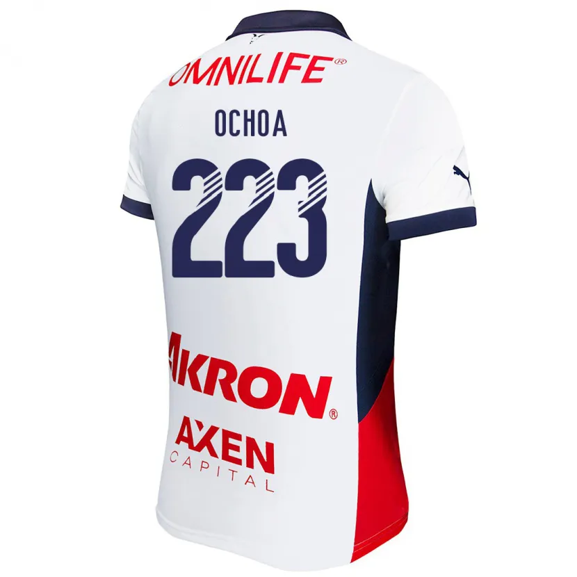 Danxen Kvinder Diego Ochoa #223 Hvid Rød Blå Udebane Spillertrøjer 2024/25 Trøje T-Shirt
