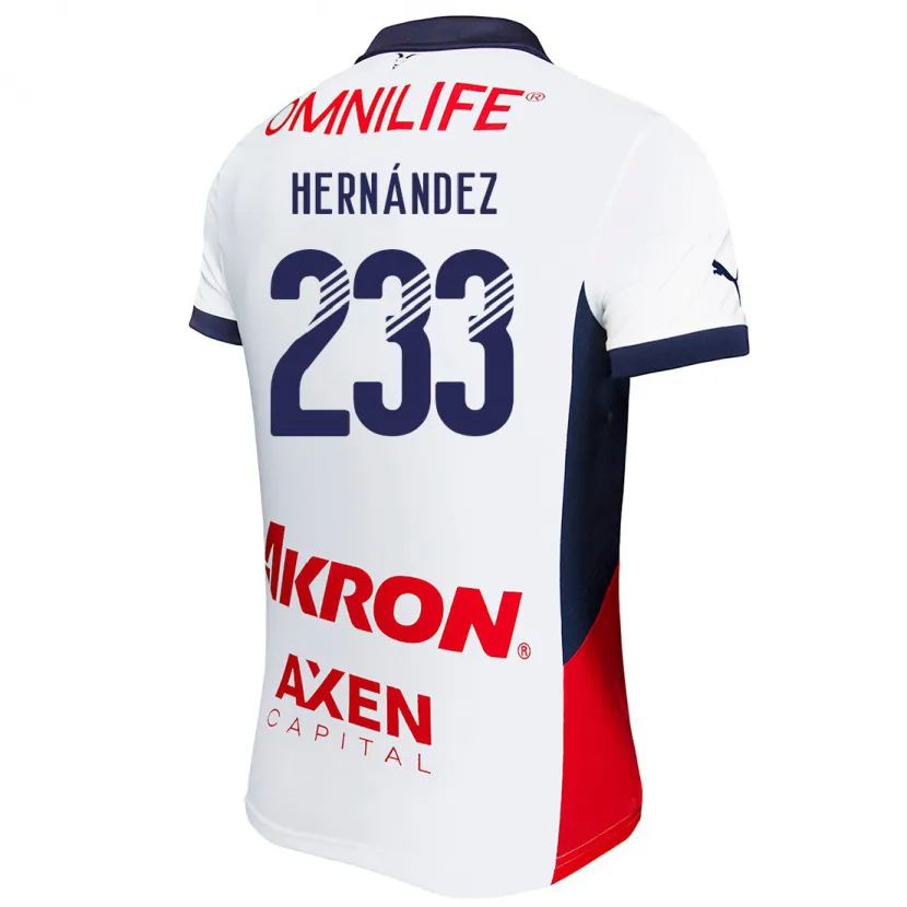 Danxen Kvinder Zinedine Hernández #233 Hvid Rød Blå Udebane Spillertrøjer 2024/25 Trøje T-Shirt