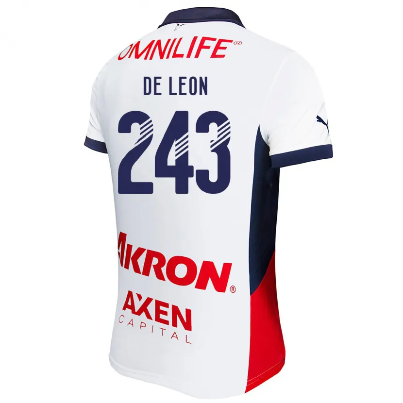 Danxen Kvinder Jared De León #243 Hvid Rød Blå Udebane Spillertrøjer 2024/25 Trøje T-Shirt