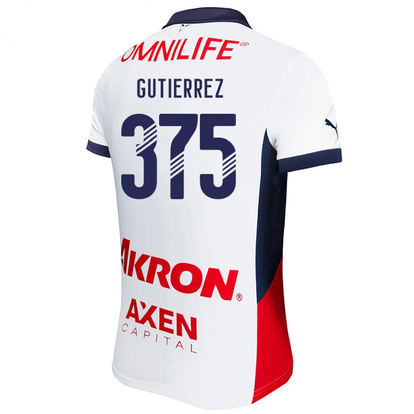 Danxen Kvinder Gerson Gutiérrez #375 Hvid Rød Blå Udebane Spillertrøjer 2024/25 Trøje T-Shirt