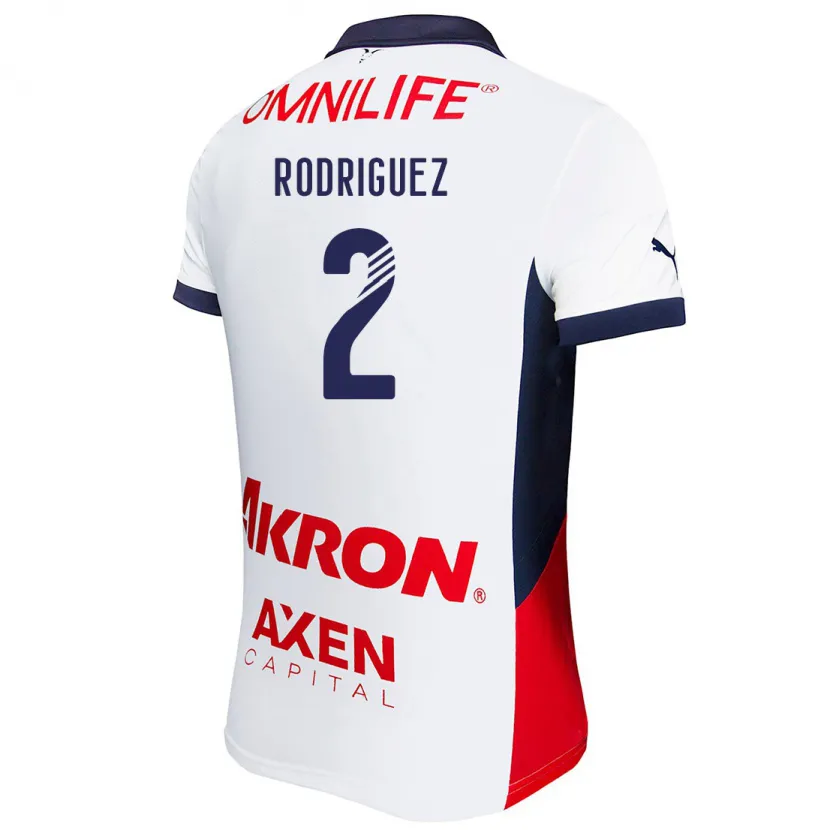 Danxen Kvinder Jaqueline Rodríguez #2 Hvid Rød Blå Udebane Spillertrøjer 2024/25 Trøje T-Shirt