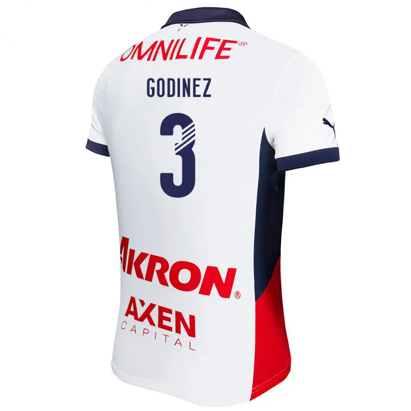 Danxen Kvinder Damaris Godínez #3 Hvid Rød Blå Udebane Spillertrøjer 2024/25 Trøje T-Shirt