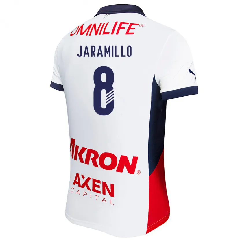 Danxen Kvinder Carolina Jaramillo #8 Hvid Rød Blå Udebane Spillertrøjer 2024/25 Trøje T-Shirt