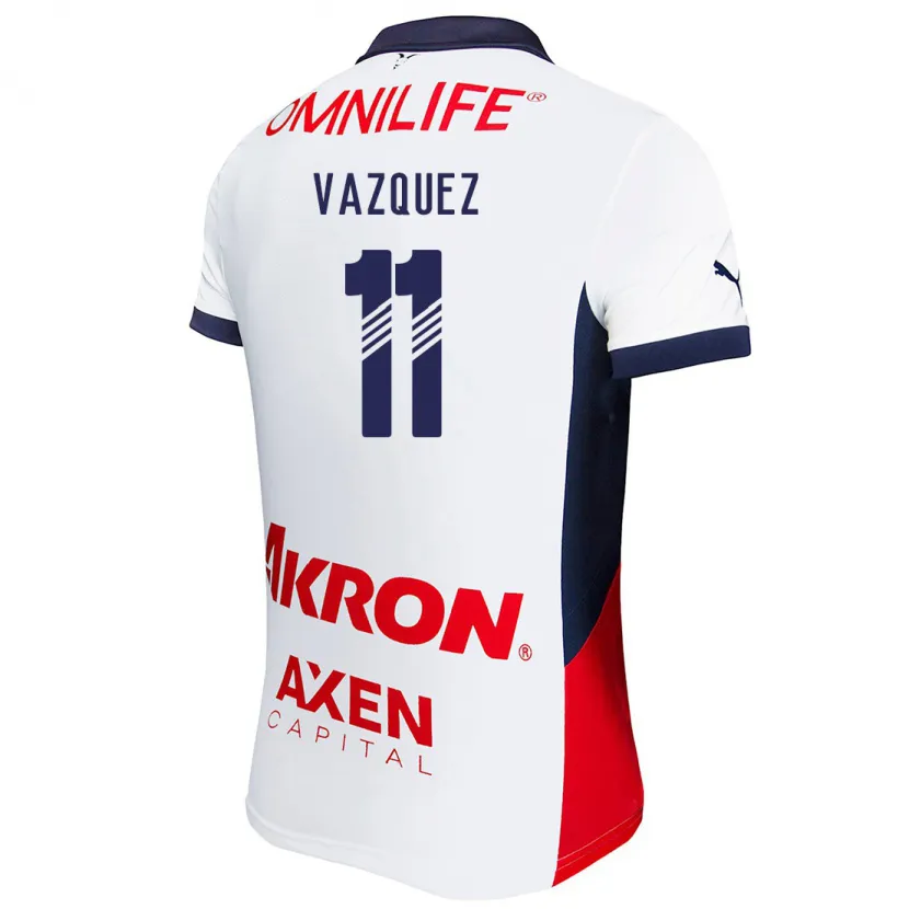 Danxen Kvinder Anette Vázquez #11 Hvid Rød Blå Udebane Spillertrøjer 2024/25 Trøje T-Shirt