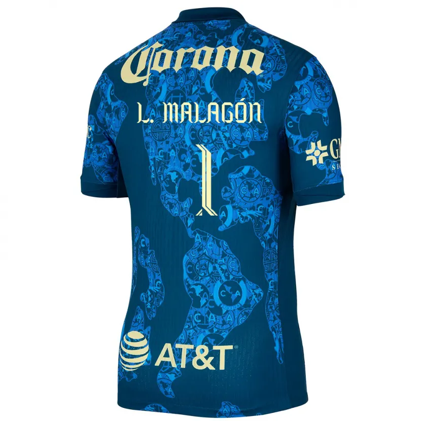 Danxen Kvinder Luis Malagón #1 Blå Gul Udebane Spillertrøjer 2024/25 Trøje T-Shirt