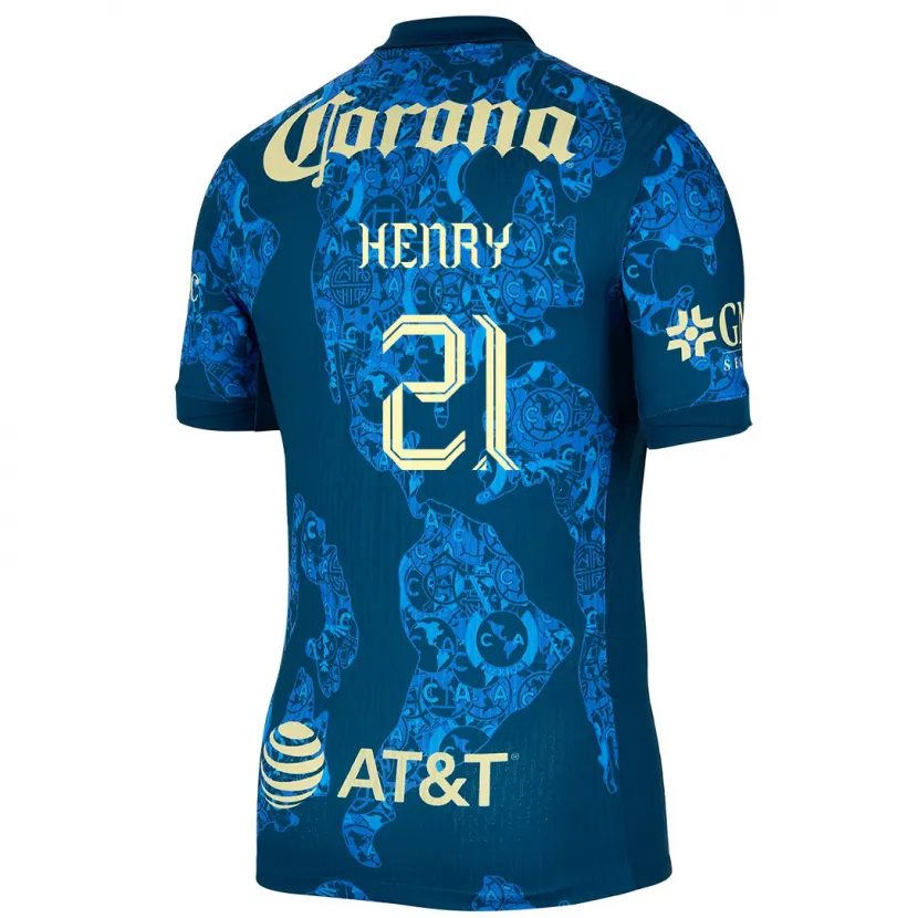 Danxen Kvinder Henry Martín #21 Blå Gul Udebane Spillertrøjer 2024/25 Trøje T-Shirt