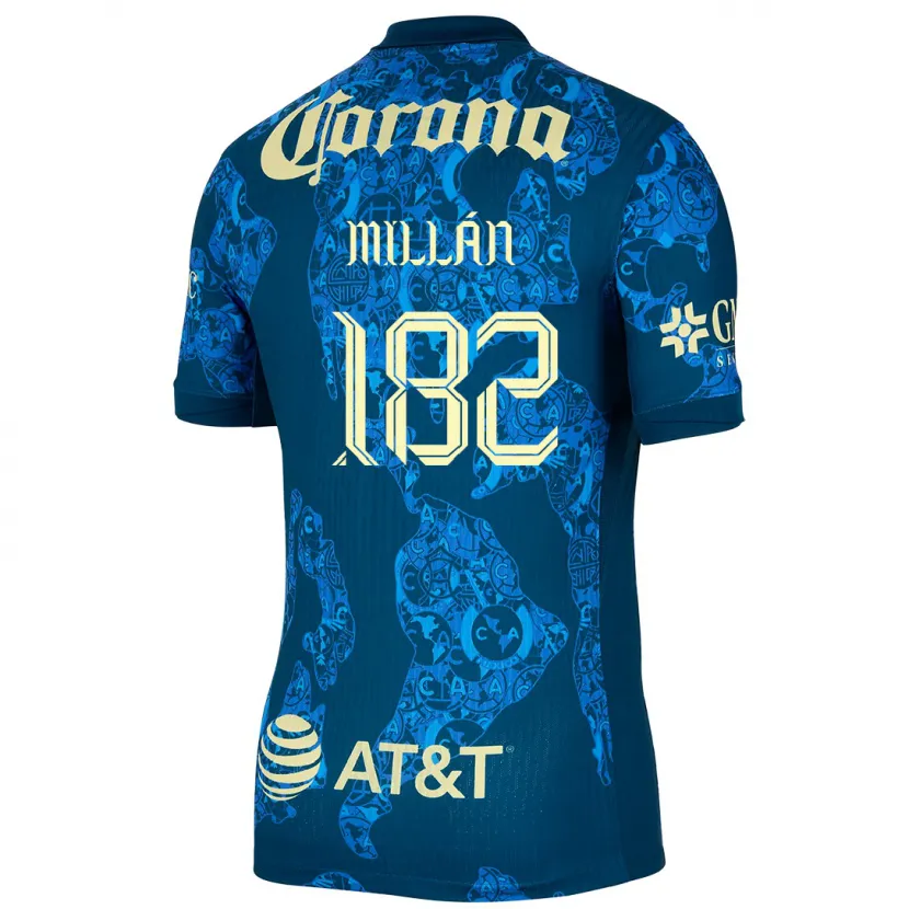 Danxen Kvinder Daniel Millán #182 Blå Gul Udebane Spillertrøjer 2024/25 Trøje T-Shirt