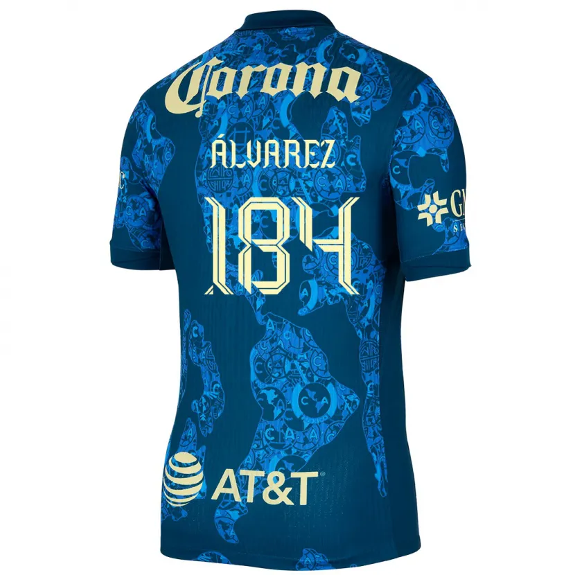 Danxen Kvinder Antonio Álvarez #184 Blå Gul Udebane Spillertrøjer 2024/25 Trøje T-Shirt