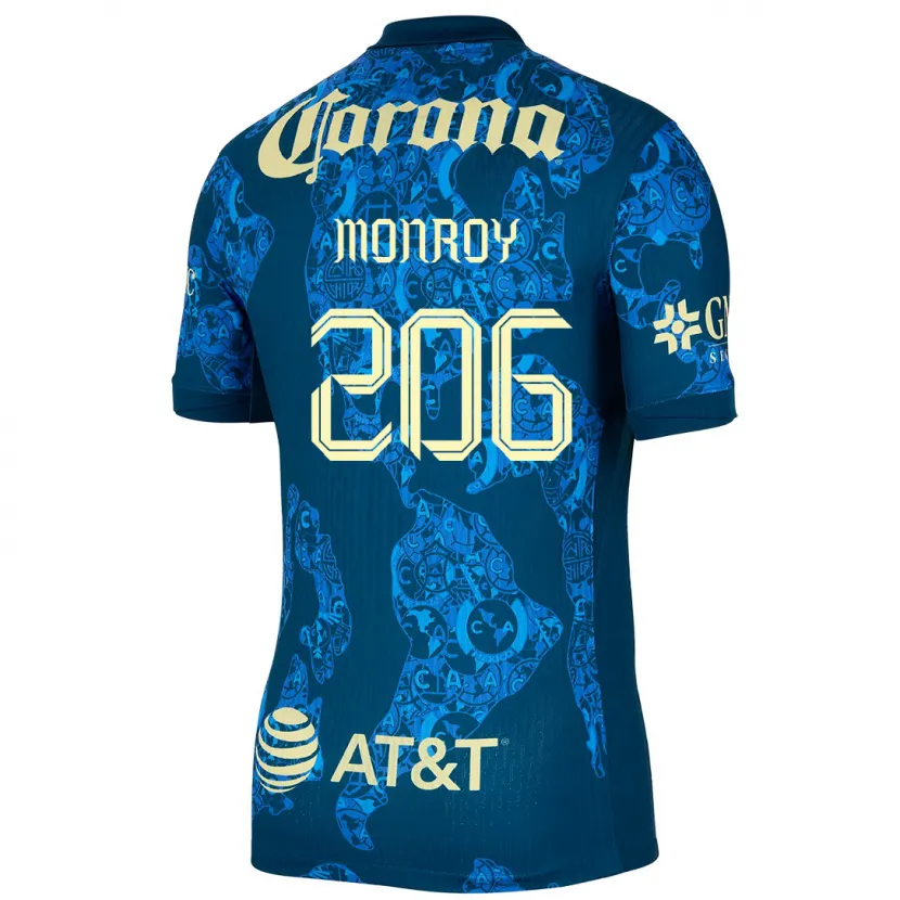 Danxen Kvinder Diego Monroy #206 Blå Gul Udebane Spillertrøjer 2024/25 Trøje T-Shirt