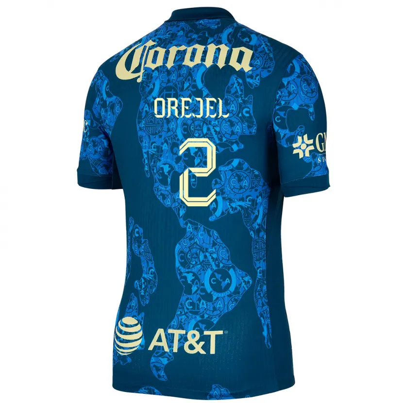 Danxen Kvinder Jocelyn Orejel #2 Blå Gul Udebane Spillertrøjer 2024/25 Trøje T-Shirt