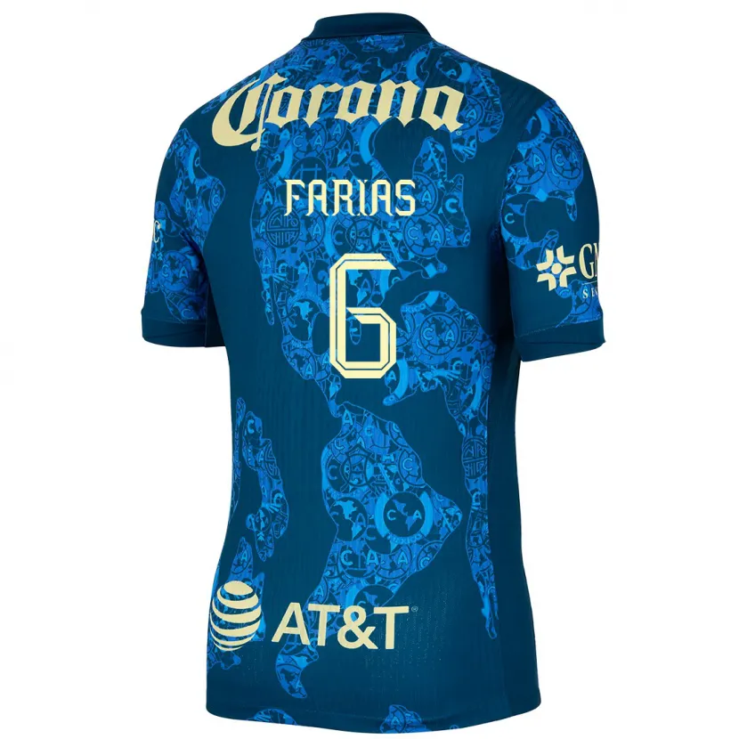 Danxen Kvinder Janelly Farias #6 Blå Gul Udebane Spillertrøjer 2024/25 Trøje T-Shirt