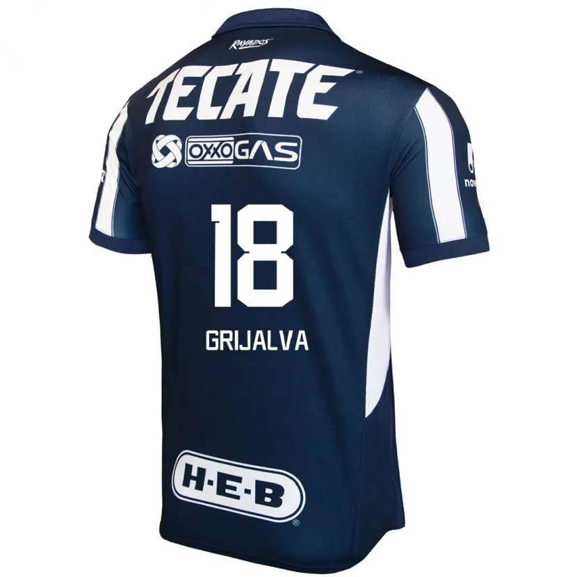 Danxen Børn Áxel Grijalva #18 Blå Rød Hvid Hjemmebane Spillertrøjer 2024/25 Trøje T-Shirt