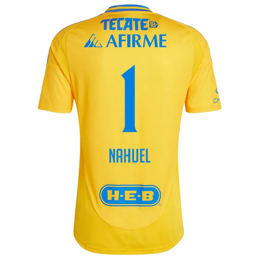 Danxen Børn Nahuel Guzmán #1 Guld Gul Hjemmebane Spillertrøjer 2024/25 Trøje T-Shirt