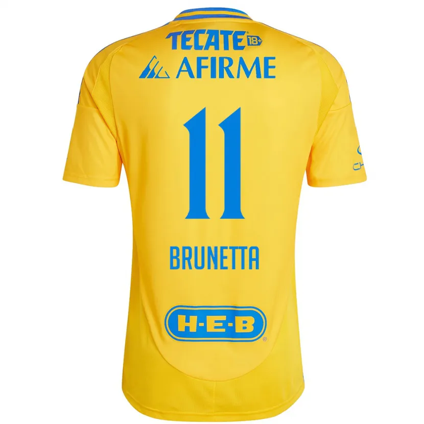 Danxen Børn Juan Brunetta #11 Guld Gul Hjemmebane Spillertrøjer 2024/25 Trøje T-Shirt