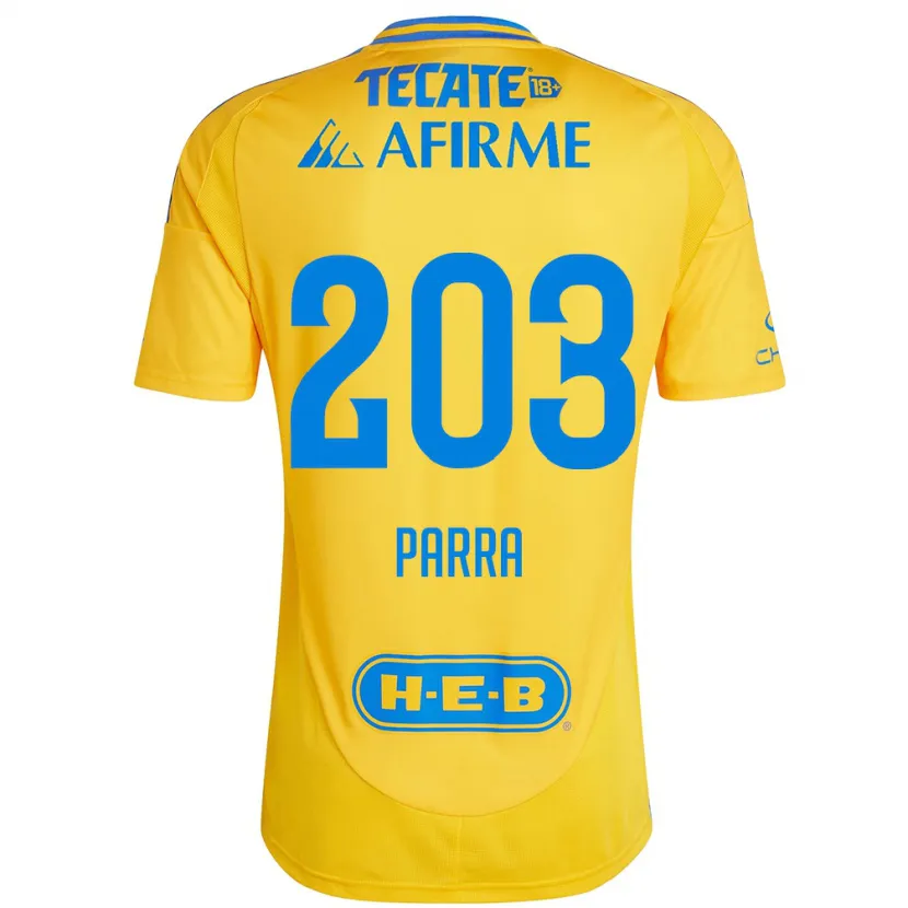Danxen Børn Bernardo Parra #203 Guld Gul Hjemmebane Spillertrøjer 2024/25 Trøje T-Shirt