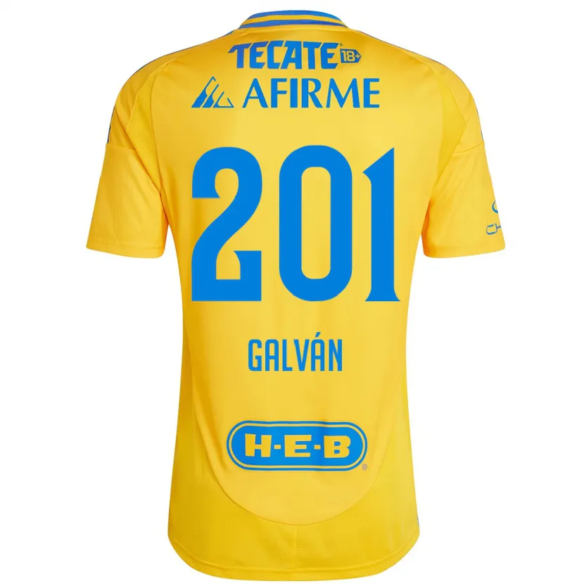 Danxen Børn Isac Galván #201 Guld Gul Hjemmebane Spillertrøjer 2024/25 Trøje T-Shirt