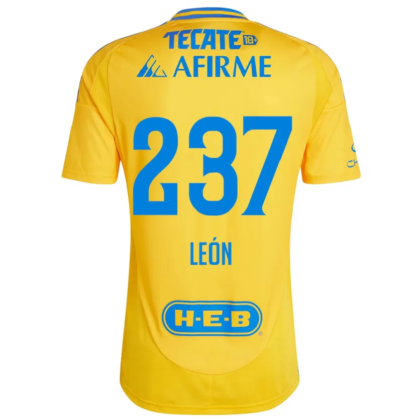 Danxen Børn Gabriel León #237 Guld Gul Hjemmebane Spillertrøjer 2024/25 Trøje T-Shirt
