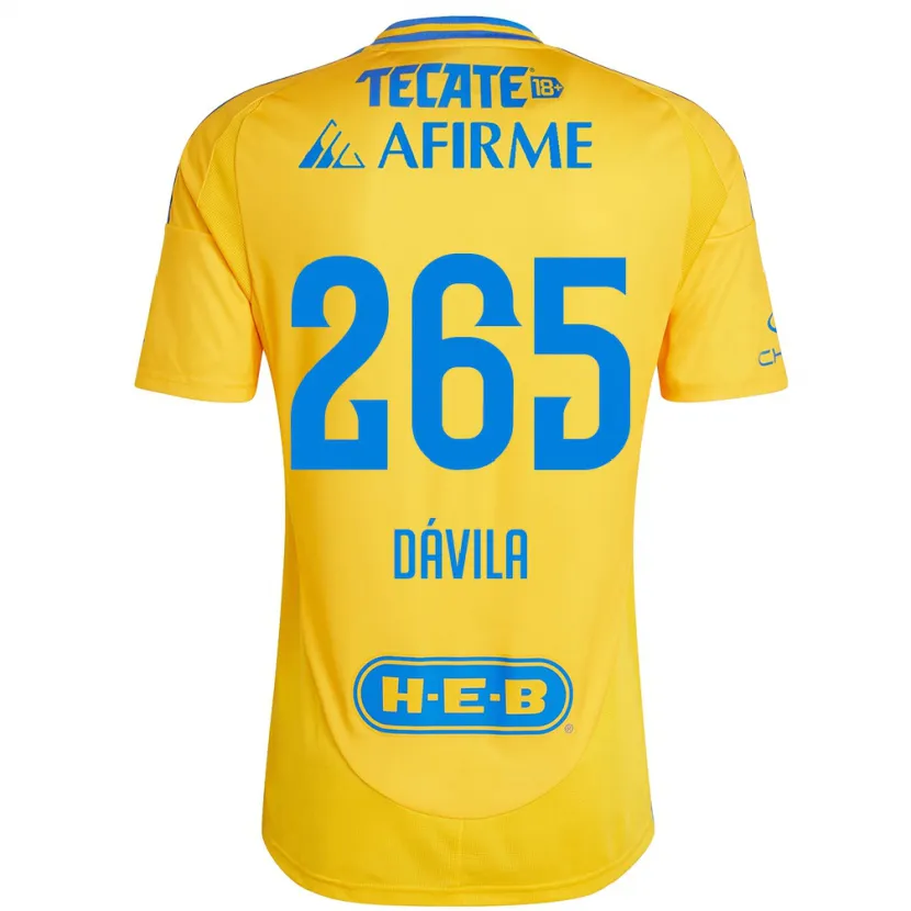 Danxen Børn Emiliano Dávila #265 Guld Gul Hjemmebane Spillertrøjer 2024/25 Trøje T-Shirt