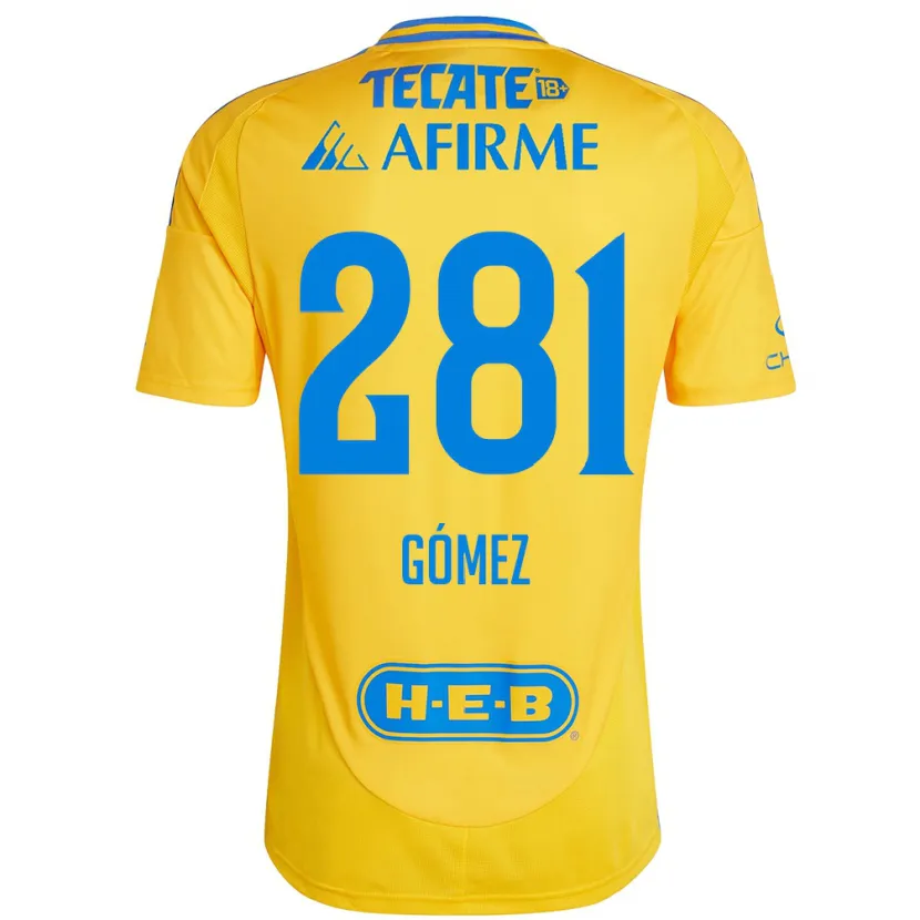 Danxen Børn Luis Gómez #281 Guld Gul Hjemmebane Spillertrøjer 2024/25 Trøje T-Shirt