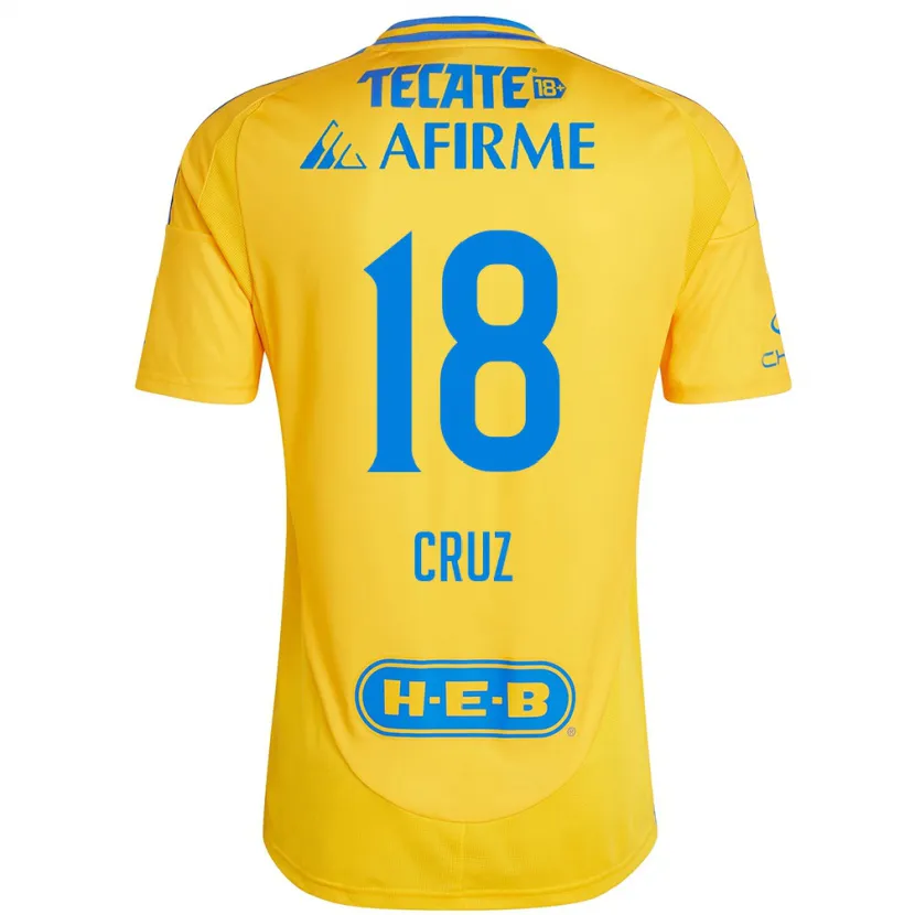 Danxen Børn Belen Cruz #18 Guld Gul Hjemmebane Spillertrøjer 2024/25 Trøje T-Shirt