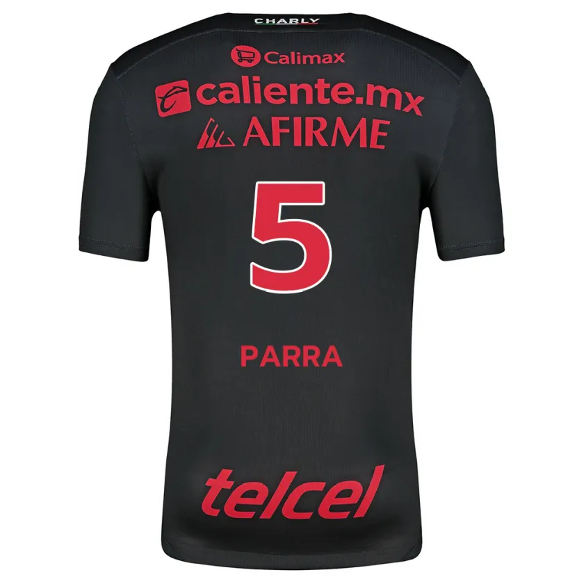 Danxen Børn Rodrigo Parra #5 Sort Rød Hjemmebane Spillertrøjer 2024/25 Trøje T-Shirt