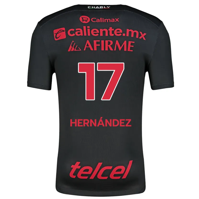 Danxen Børn Rubén Hernández #17 Sort Rød Hjemmebane Spillertrøjer 2024/25 Trøje T-Shirt