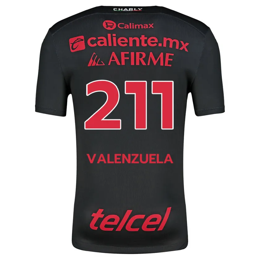 Danxen Børn Aldieri Valenzuela #211 Sort Rød Hjemmebane Spillertrøjer 2024/25 Trøje T-Shirt