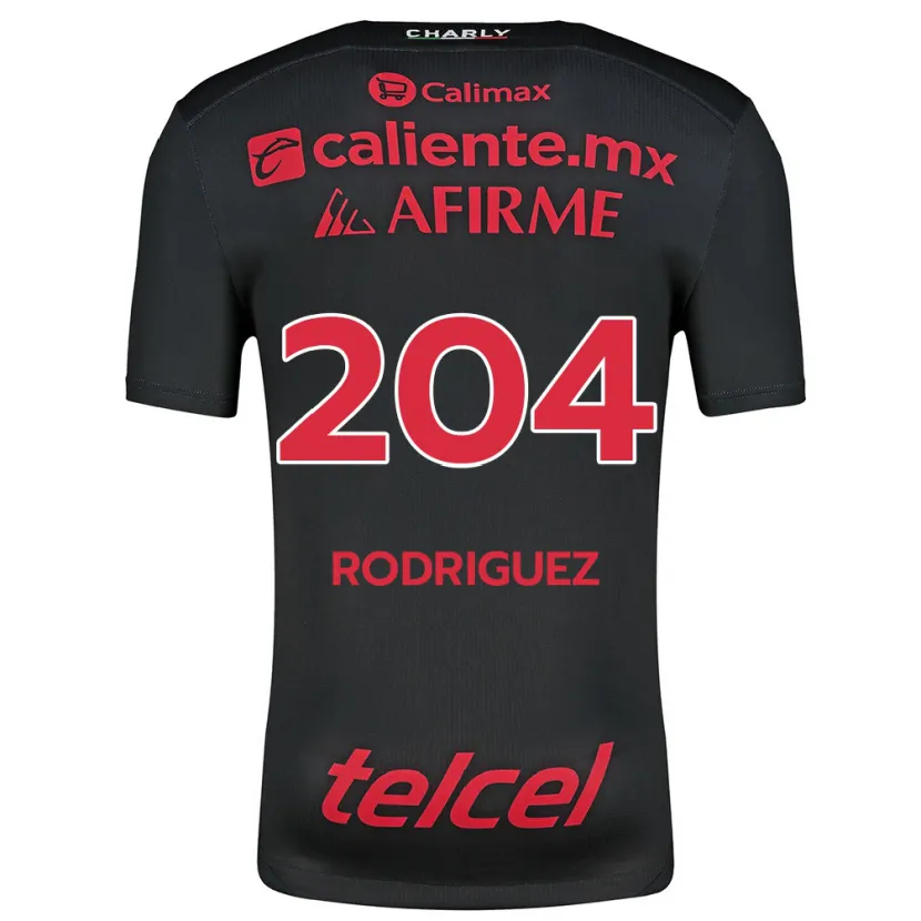 Danxen Børn Jesús Rodríguez #204 Sort Rød Hjemmebane Spillertrøjer 2024/25 Trøje T-Shirt