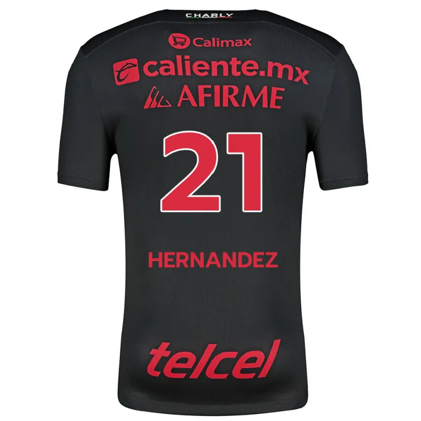 Danxen Børn Inglis Hernández #21 Sort Rød Hjemmebane Spillertrøjer 2024/25 Trøje T-Shirt
