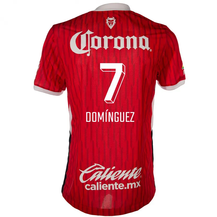 Danxen Børn Juan Domínguez #7 Rød Hvid Hjemmebane Spillertrøjer 2024/25 Trøje T-Shirt