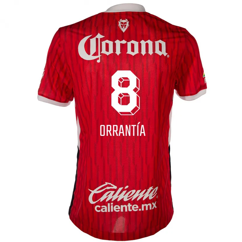 Danxen Børn Carlos Orrantía #8 Rød Hvid Hjemmebane Spillertrøjer 2024/25 Trøje T-Shirt