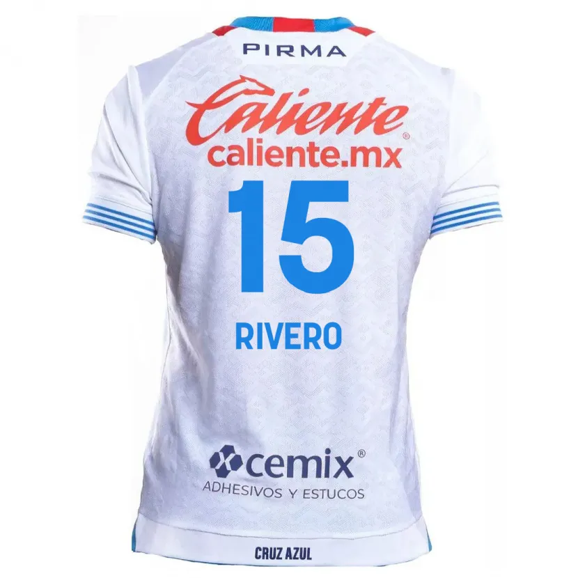 Danxen Børn Ignacio Rivero #15 Hvid Blå Udebane Spillertrøjer 2024/25 Trøje T-Shirt