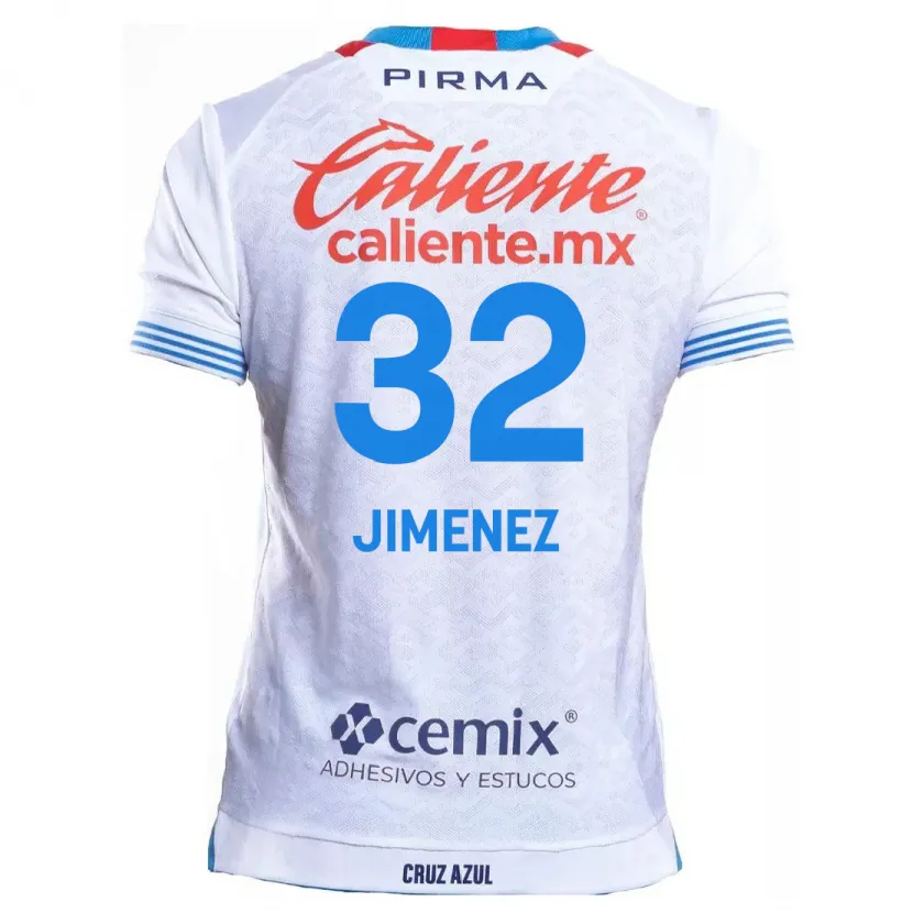 Danxen Børn Cristian Jiménez #32 Hvid Blå Udebane Spillertrøjer 2024/25 Trøje T-Shirt