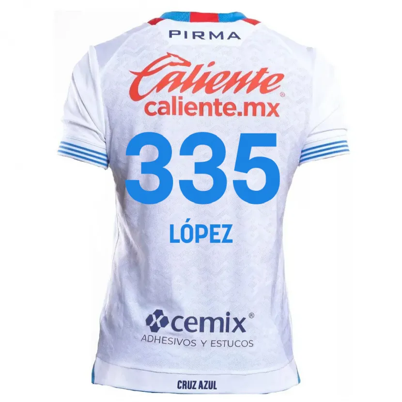 Danxen Børn Alfredo López #335 Hvid Blå Udebane Spillertrøjer 2024/25 Trøje T-Shirt
