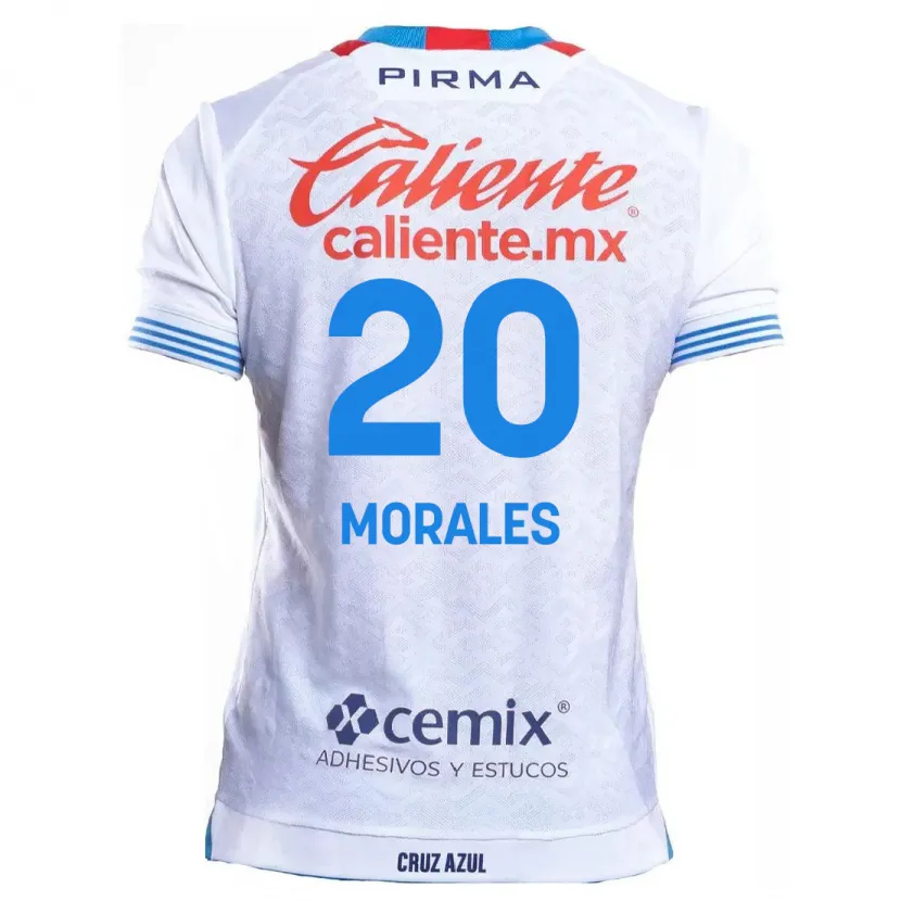 Danxen Børn Iván Morales #20 Hvid Blå Udebane Spillertrøjer 2024/25 Trøje T-Shirt
