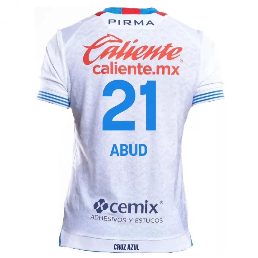 Danxen Børn Karime Abud #21 Hvid Blå Udebane Spillertrøjer 2024/25 Trøje T-Shirt